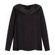 ELENA MIRO LACE YOKE TOP BLACK