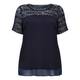 ELENA MIRO NAVY CROCHET DETAIL TOP