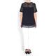 ELENA MIRO NAVY CROCHET DETAIL TOP