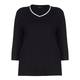 ELENA MIRO BLACK STRIPE JERSEY V-NECK TOP 