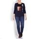 ELENA MIRO JERSEY TOP SEQUIN FRONT NAVY