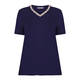 ELENA MIRO PEARL EMBELLISHED TOP NAVY
