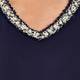ELENA MIRO PEARL EMBELLISHED TOP NAVY