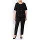 ELENA MIRO PEARL AND DIAMANTE EMBELLISHED T-SHIRT BLACK
