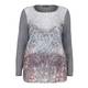 ELENA MIRO PRINT GREY KNIT AND SEQUIN PRINT TOP 