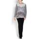 ELENA MIRO PRINT GREY KNIT AND SEQUIN PRINT TOP 