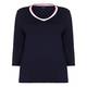 ELENA MIRO navy v-neck contrast edge TOP