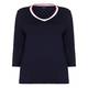 ELENA MIRO navy v-neck contrast edge TOP