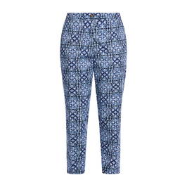 Elena Miro Printed Cotton Trousers Blue - Plus Size Collection