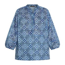 Elena Miro Tile Print Cotton Muslin Tunic - Plus Size Collection