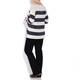 ELENA MIRO navy striped lurex SWEATER