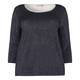 ELENA MIRO navy plain front striped back lurex SWEATER