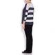 ELENA MIRO navy plain front striped back lurex SWEATER