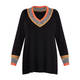 ELENA MIRO CRICKET STYLE SWEATER BLACK AND ORANGE 