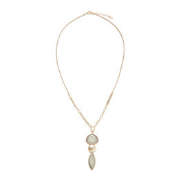 ENVY DROP NECKLACE GREY AND PALE GOLD  - Plus Size Collection