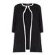 MARINA RINALDI BLACK CADY LONG JACKET WITH CREAM TRIM