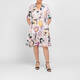 Faber Satin Viscose Floral Dress Beige 