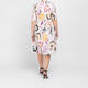 Faber Satin Viscose Floral Dress Beige 