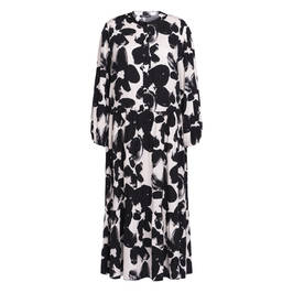 FABER BLACK AND WHITE BOLD FLORAL DRESS  - Plus Size Collection