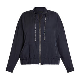 Faber Cupro Zip Up Jacket Navy  - Plus Size Collection