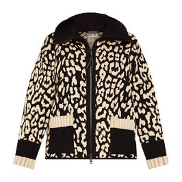 Faber Knitted Jacket Animal Print Intarsia  - Plus Size Collection