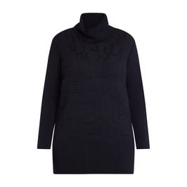 FABER TEXTURED KNITTED TUNIC BLACK  - Plus Size Collection