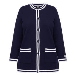 Faber Long Knitted Jacket Navy - Plus Size Collection