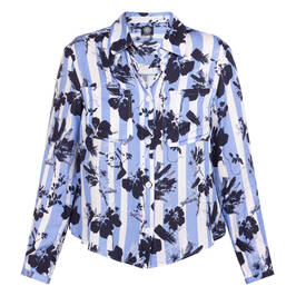 Faber Stripe And Floral Shirt Blue  - Plus Size Collection