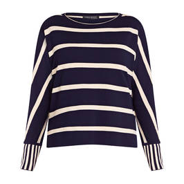 FABER STRIPE SWEATER NAVY AND CREAM  - Plus Size Collection