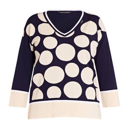 FABER SPOT PRINT SWEATER NAVY AND CREAM  - Plus Size Collection
