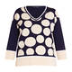 FABER SPOT PRINT SWEATER NAVY AND CREAM 