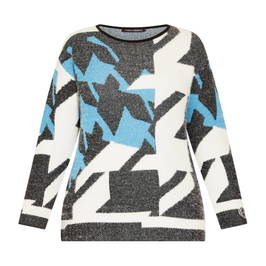 Faber Knitted Sweater Turquoise Print  - Plus Size Collection