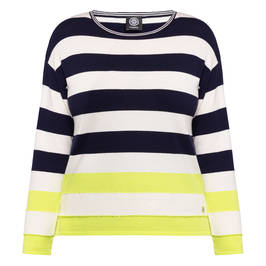 Faber Bold Stripe Sweater Lime and Navy - Plus Size Collection
