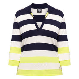Faber Bold Stripe Collared Sweater Lime and Navy - Plus Size Collection