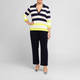 Faber Bold Stripe Collared Sweater Lime and Navy