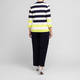 Faber Bold Stripe Collared Sweater Lime and Navy