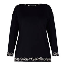 FABER SLASH NECK SWEATER HEART INTARSIA BLACK  - Plus Size Collection