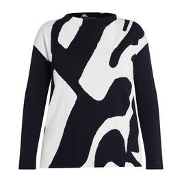 FABER INTARSIA SWEATER BLACK AND WHITE - Plus Size Collection