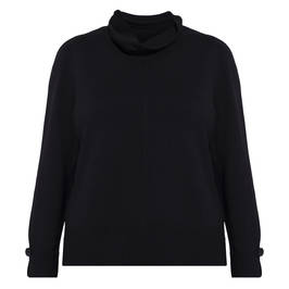 FABER POLO NECK SWEATER BUTTON SLEEVE BLACK - Plus Size Collection