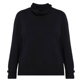 FABER POLO NECK SWEATER BUTTON SLEEVE BLACK - Plus Size Collection