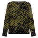 Faber Knitted Textured Jacquard Top Black and Olive 