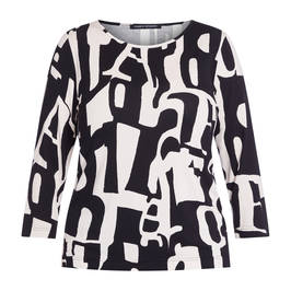 FABER ABSTRACT TYPOGRAPHY TOP BLACK AND WHITE - Plus Size Collection