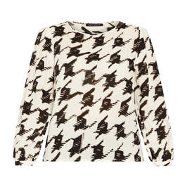 Faber Top Print Houndstooth Black and White  - Plus Size Collection