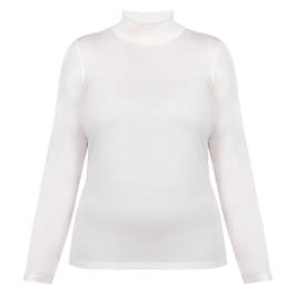 Faber Polo Neck Stretch Jersey Top White - Plus Size Collection
