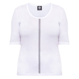 Faber Cotton Blend Embellished T-Shirt White  - Plus Size Collection