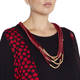 FACTUR MULTI STRAND VELVET NECKLACE RED WITH COPPER 