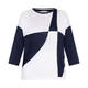 GAIA ABSTRACT INTARSIA SWEATER WHITE AND NAVY 