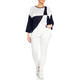 GAIA ABSTRACT INTARSIA SWEATER WHITE AND NAVY 