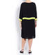 GAIA CAPE DRESS WITH BROOCH BLACK AND LIME