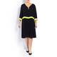 GAIA CAPE DRESS WITH BROOCH BLACK AND LIME